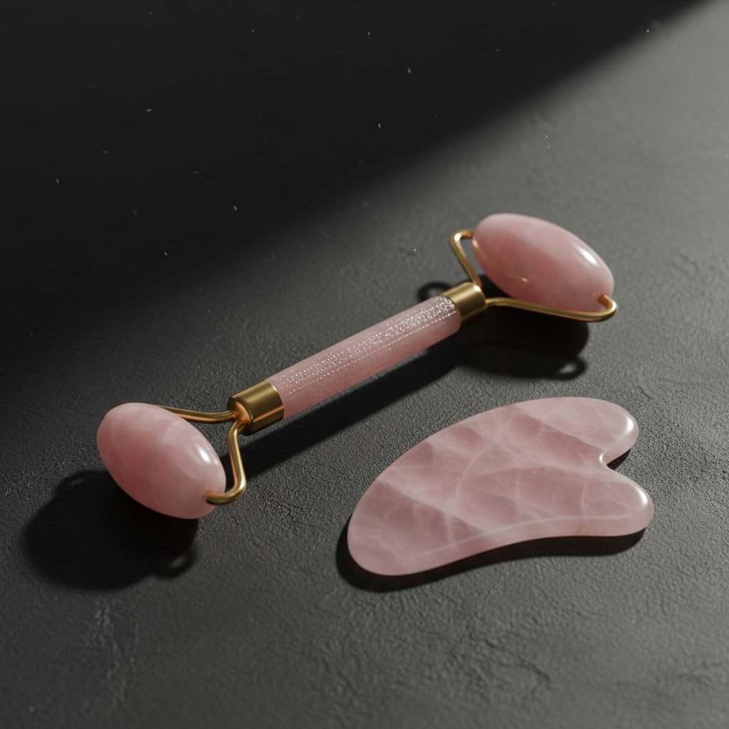 Rose Quartz Facial Roller & Gua Sha Set