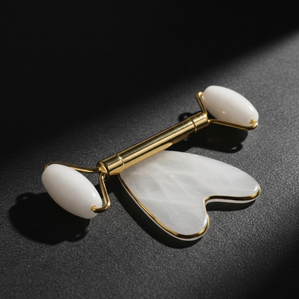 White Quartz Facial Roller & Gua Sha Set